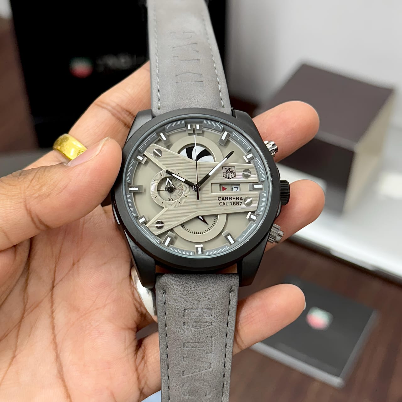 Tag Heuer CR 7 Grey Belt Black Dial
