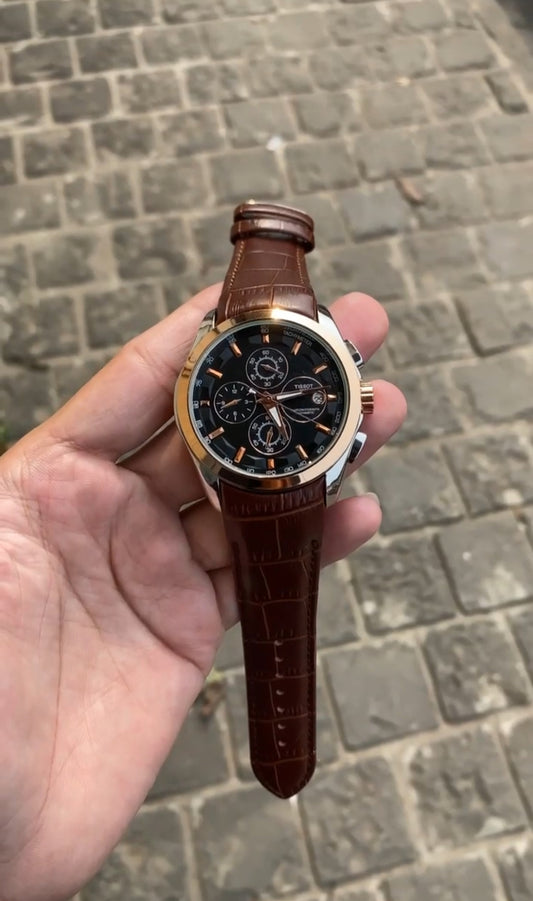 Tissot Brown Leather Copper Rng Silver Dial