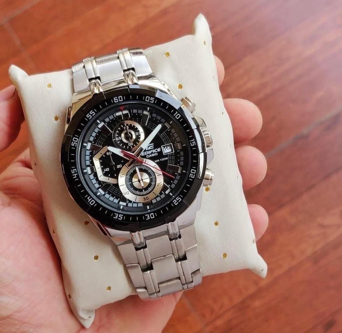 Edifice Silver Black Chain