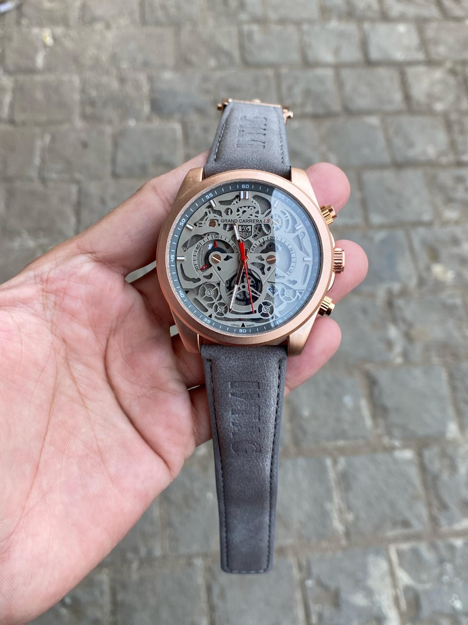 Tag Heuer CR 7 Grey Belt Rose Gold Dial