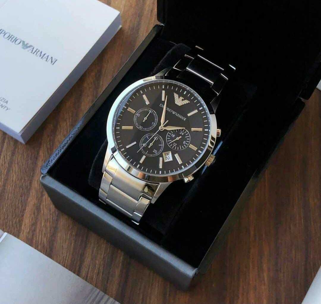 Armani Silver Black Chain